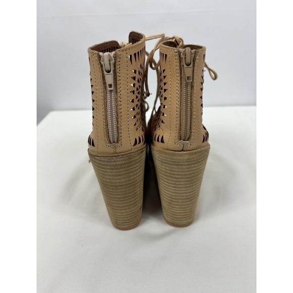 Jeffrey Campbell Rayos Wedge Sandals Peach Laser Cut Lace Up - Picture 3 of 8